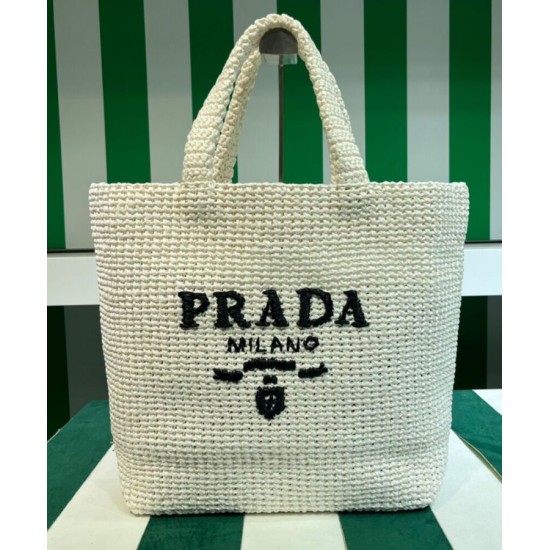 Replica Prada Crochet Tote Bag 1BG392 Cream