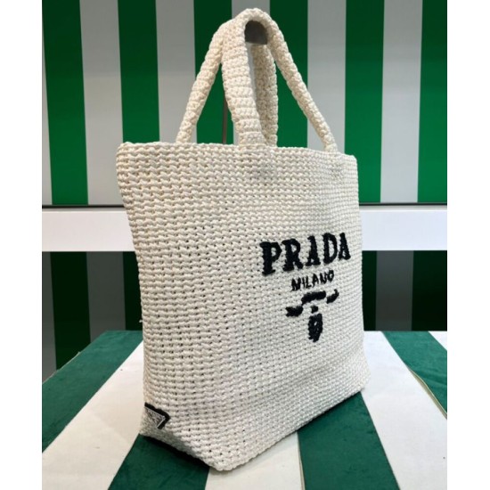 Replica Prada Crochet Tote Bag 1BG392 Cream