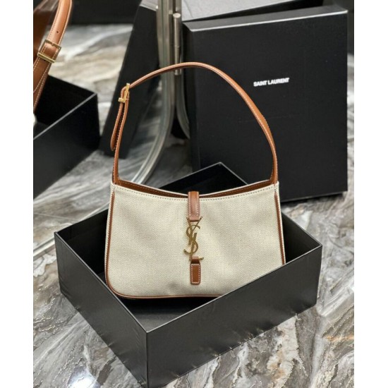 Replica YSL Saint Laurent Le 5 A 7 Bag Canvas And Leather Coffee