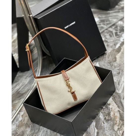 Replica YSL Saint Laurent Le 5 A 7 Bag Canvas And Leather Coffee