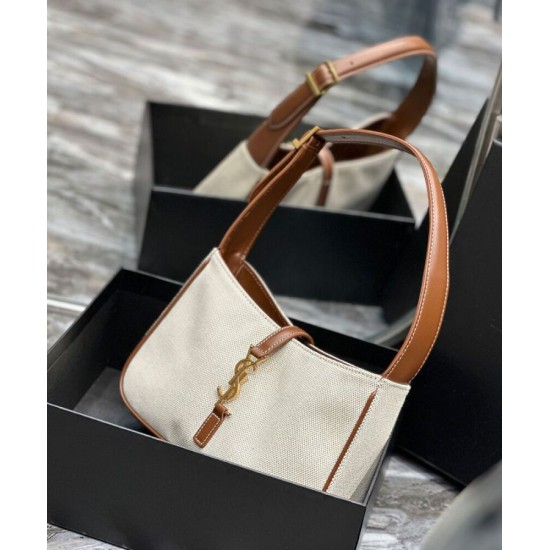 Replica YSL Saint Laurent Le 5 A 7 Bag Canvas And Leather Coffee