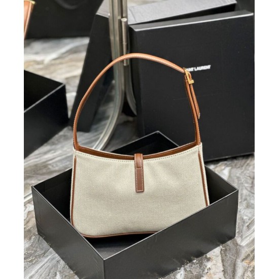Replica YSL Saint Laurent Le 5 A 7 Bag Canvas And Leather Coffee