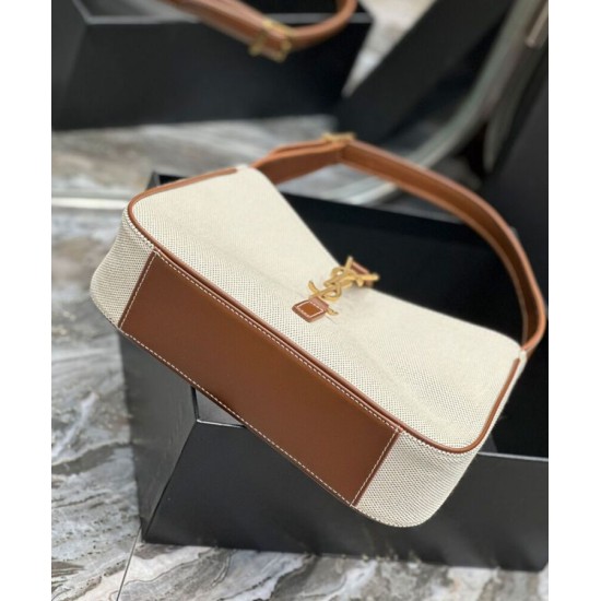 Replica YSL Saint Laurent Le 5 A 7 Bag Canvas And Leather Coffee