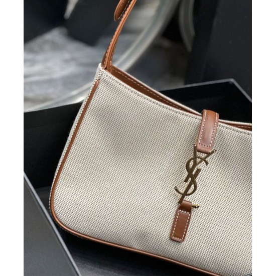 Replica YSL Saint Laurent Le 5 A 7 Bag Canvas And Leather Coffee