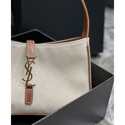 Replica YSL Saint Laurent Le 5 A 7 Bag Canvas And Leather Coffee
