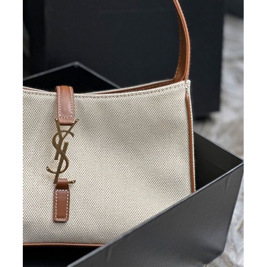 Replica YSL Saint Laurent Le 5 A 7 Bag Canvas And Leather Coffee