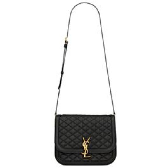 Fake YSL Saint Laurent Solferino Medium Supple Satchel Bag In Quilted Lambskin Black Replica