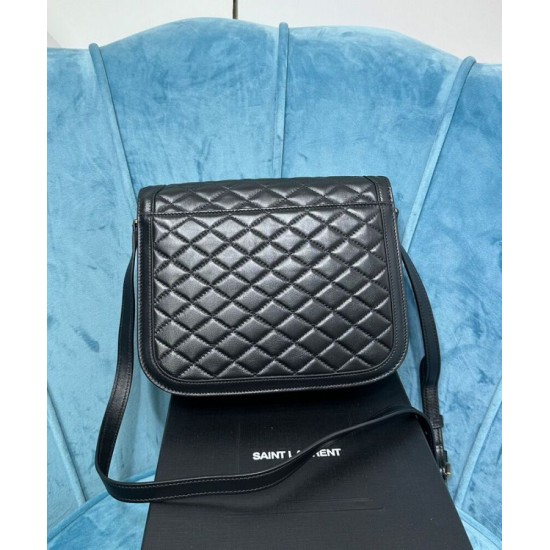 Fake YSL Saint Laurent Solferino Medium Supple Satchel Bag In Quilted Lambskin Black Replica