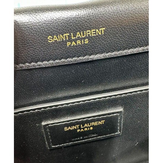 Fake YSL Saint Laurent Solferino Medium Supple Satchel Bag In Quilted Lambskin Black Replica