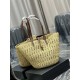 Fake YSL Saint Laurent Panier Maxi Bag In Raffia Apricot Replica