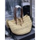 Fake YSL Saint Laurent Panier Maxi Bag In Raffia Apricot Replica