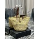 Fake YSL Saint Laurent Panier Maxi Bag In Raffia Apricot Replica