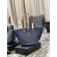 Replica YSL Saint Laurent Panier Maxi Bag In Raffia Navy Blue