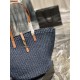 Replica YSL Saint Laurent Panier Maxi Bag In Raffia Navy Blue