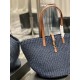 Replica YSL Saint Laurent Panier Maxi Bag In Raffia Navy Blue