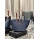 Replica YSL Saint Laurent Panier Maxi Bag In Raffia Navy Blue