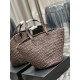 Replica YSL Saint Laurent Tote Panier Maxi Bag 693242 In Raffia Dark Brown