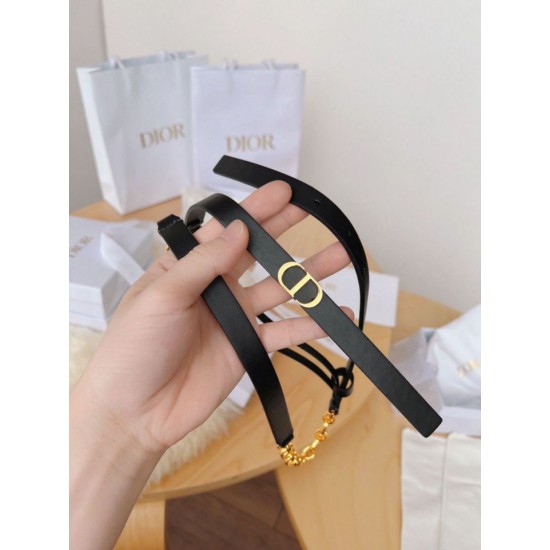 Fake Dior Caro 15MM Belt Calfskin and Chain Black Replica