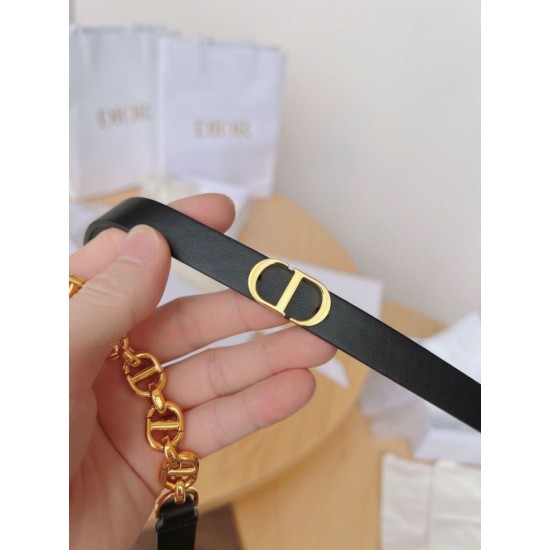 Fake Dior Caro 15MM Belt Calfskin and Chain Black Replica