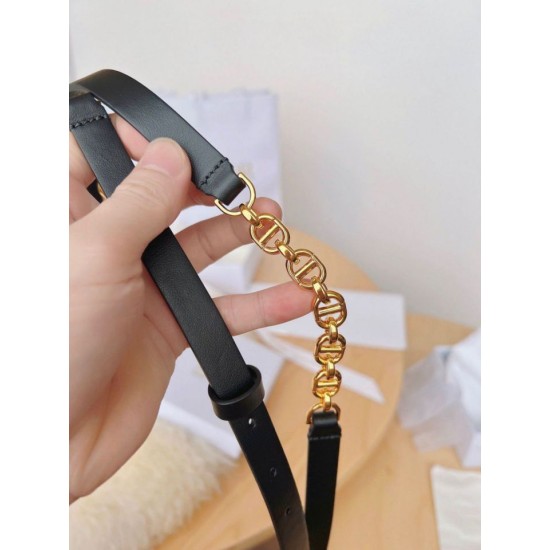 Fake Dior Caro 15MM Belt Calfskin and Chain Black Replica