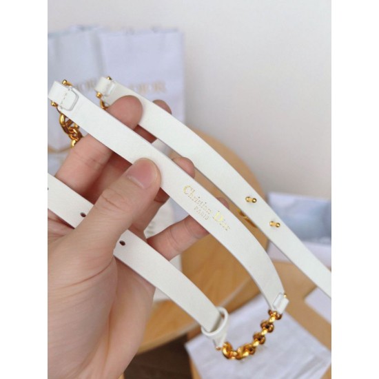 Replica Dior Caro 15MM Belt Calfskin and Chain White