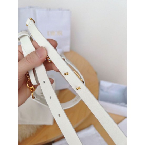Replica Dior Caro 15MM Belt Calfskin and Chain White