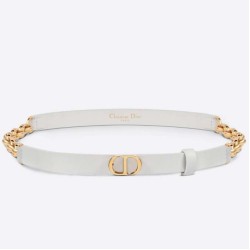 Replica Dior Caro 15MM Belt Calfskin and Chain White