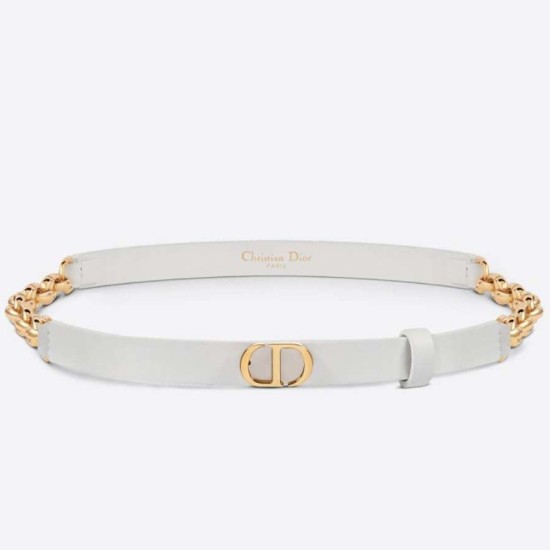 Replica Dior Caro 15MM Belt Calfskin and Chain White