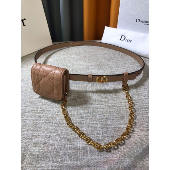 Fake Dior Caro 15MM Belt with Removable Pouch Beige  Replica