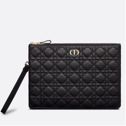 Fake Dior Large Caro Daily Pouch Black Replica