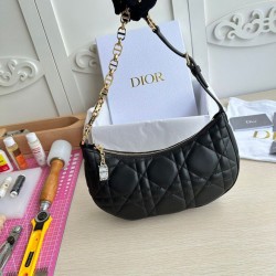 Replica Dior CD Lounge Shouder Bag Black Macrocannage Lambskin