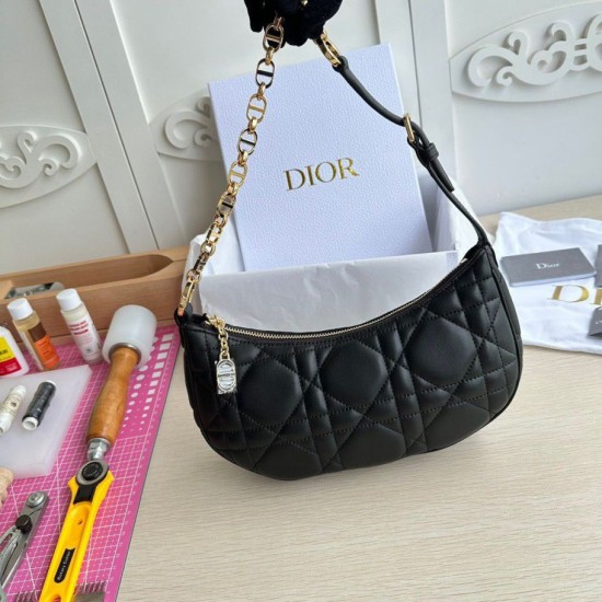 Replica Dior CD Lounge Shouder Bag Black Macrocannage Lambskin