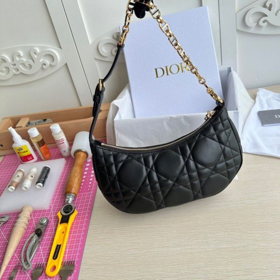 Replica Dior CD Lounge Shouder Bag Black Macrocannage Lambskin