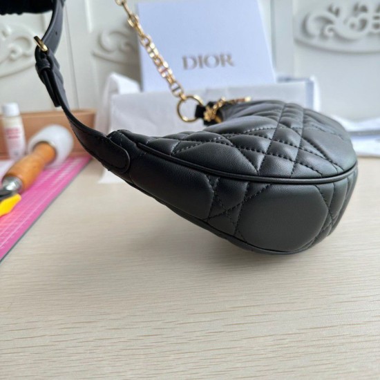 Replica Dior CD Lounge Shouder Bag Black Macrocannage Lambskin