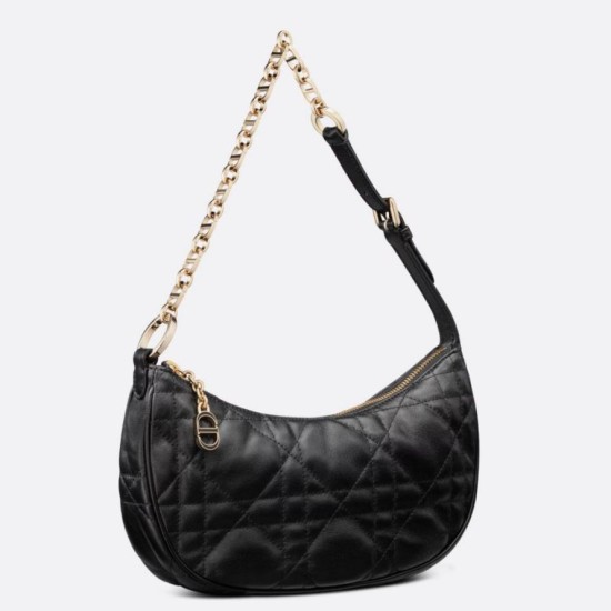 Replica Dior CD Lounge Shouder Bag Black Macrocannage Lambskin