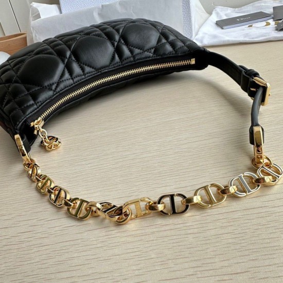 Replica Dior CD Lounge Shouder Bag Black Macrocannage Lambskin
