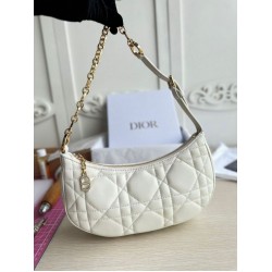Replica Dior CD Lounge Shoulder Bag White Macrocannage Lambskin