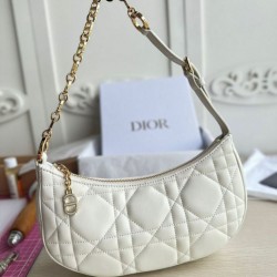 Replica Dior CD Lounge Shoulder Bag White Macrocannage Lambskin