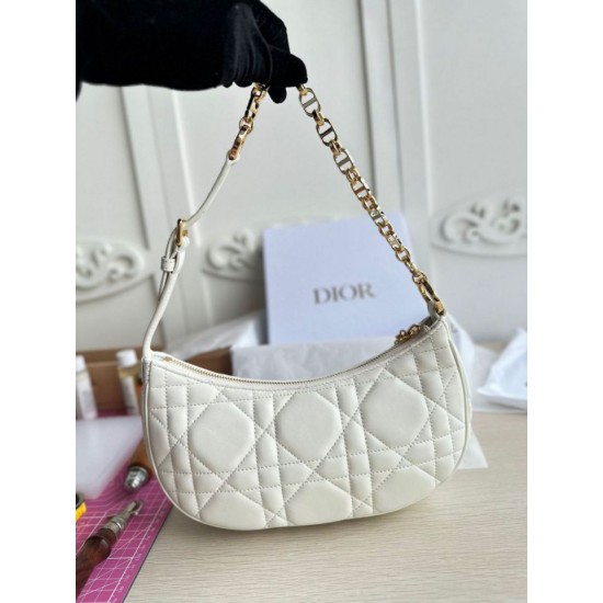 Replica Dior CD Lounge Shoulder Bag White Macrocannage Lambskin