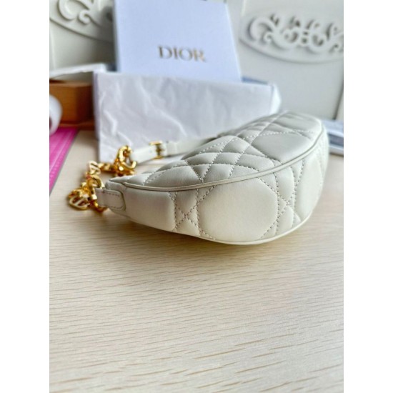 Replica Dior CD Lounge Shoulder Bag White Macrocannage Lambskin