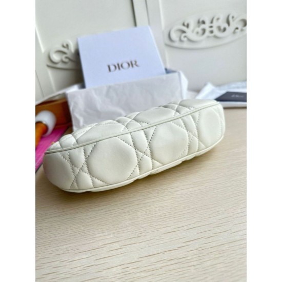 Replica Dior CD Lounge Shoulder Bag White Macrocannage Lambskin