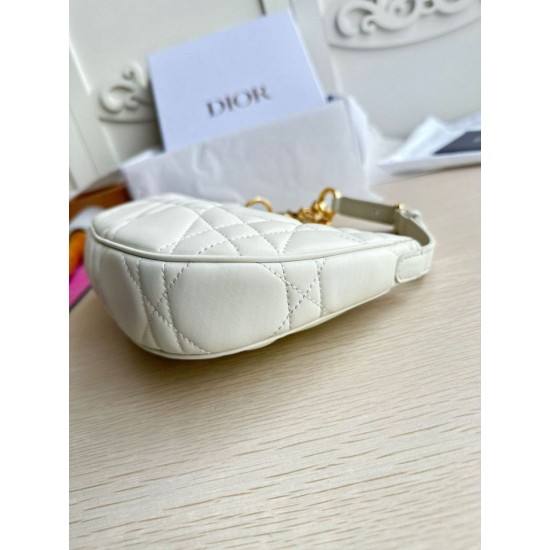 Replica Dior CD Lounge Shoulder Bag White Macrocannage Lambskin
