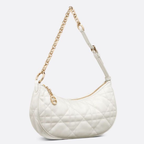 Replica Dior CD Lounge Shoulder Bag White Macrocannage Lambskin