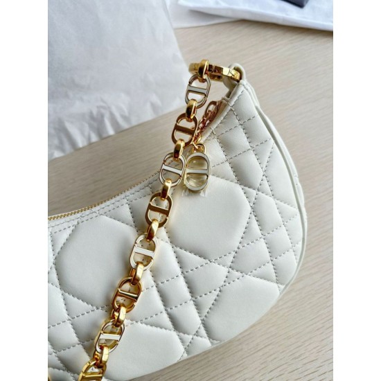 Replica Dior CD Lounge Shoulder Bag White Macrocannage Lambskin