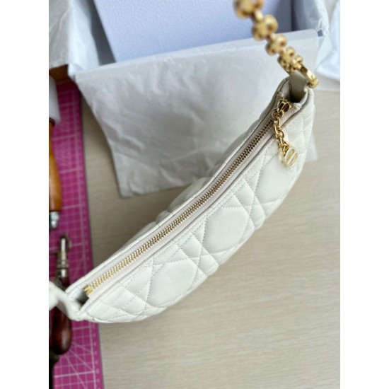Replica Dior CD Lounge Shoulder Bag White Macrocannage Lambskin