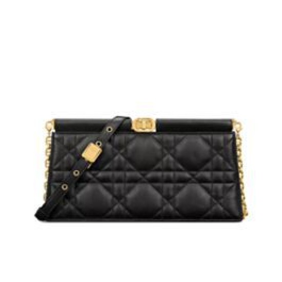 Fake Christian Dior Caro Colle Noire Clutch With Chain Bag Replica Replica Christian Dior Caro Colle Noire Clutch With Chain Bag