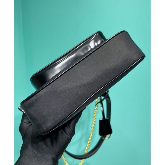 Replica Prada Re-Nylon And Brushed Leather Mini-bag 1BC198 Black