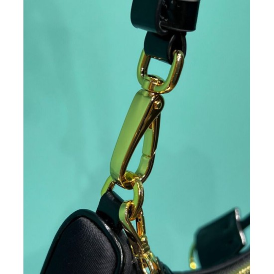 Replica Prada Re-Nylon And Brushed Leather Mini-bag 1BC198 Black