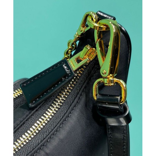 Replica Prada Re-Nylon And Brushed Leather Mini-bag 1BC198 Black