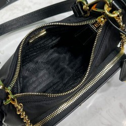 Replica Prada Re-Nylon And Brushed Leather Mini-bag 1BC198 Black